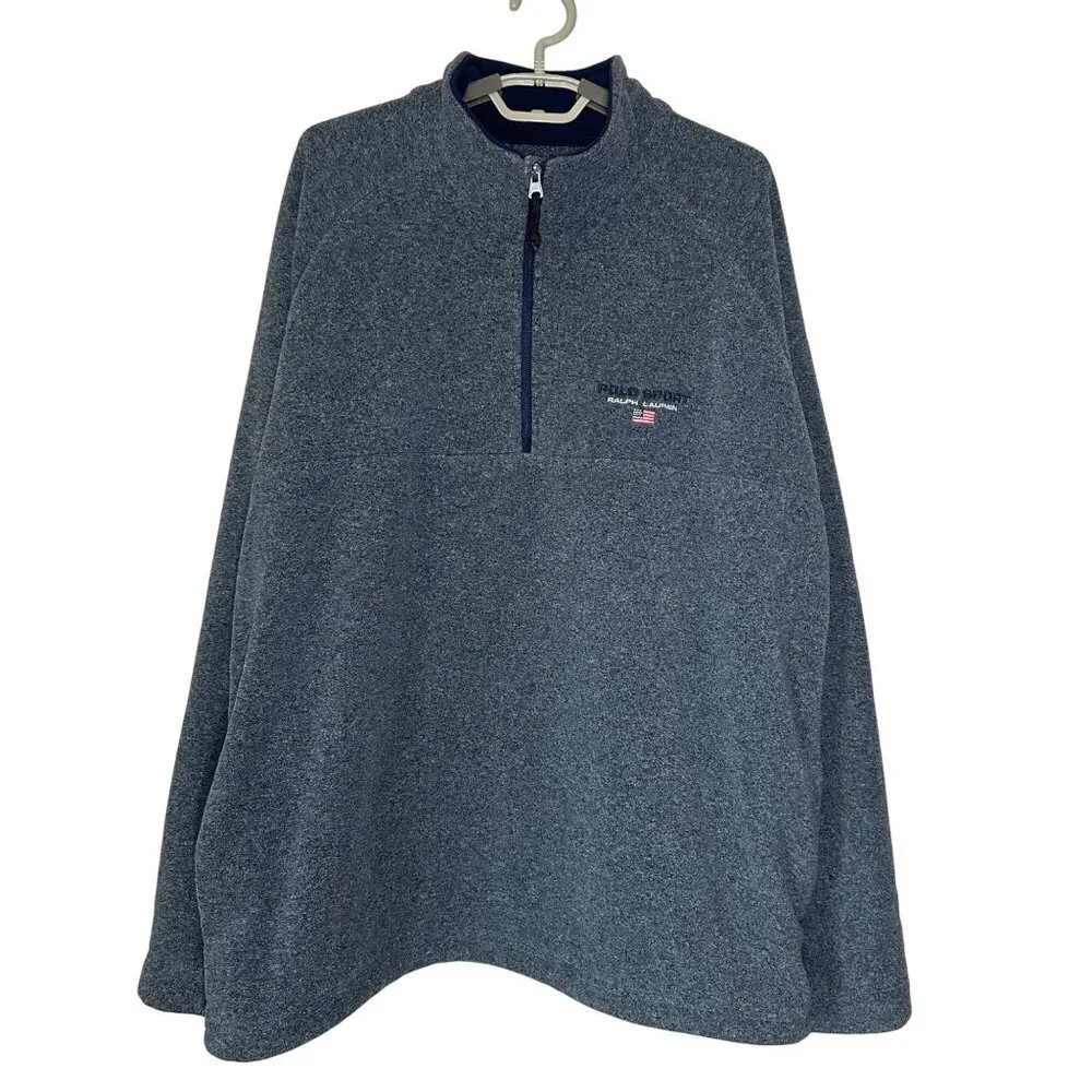 VTG Polo Sport Ralph Lauren Quarter Fleece Sweatshirt Mens Size XXL Y2K Pullover